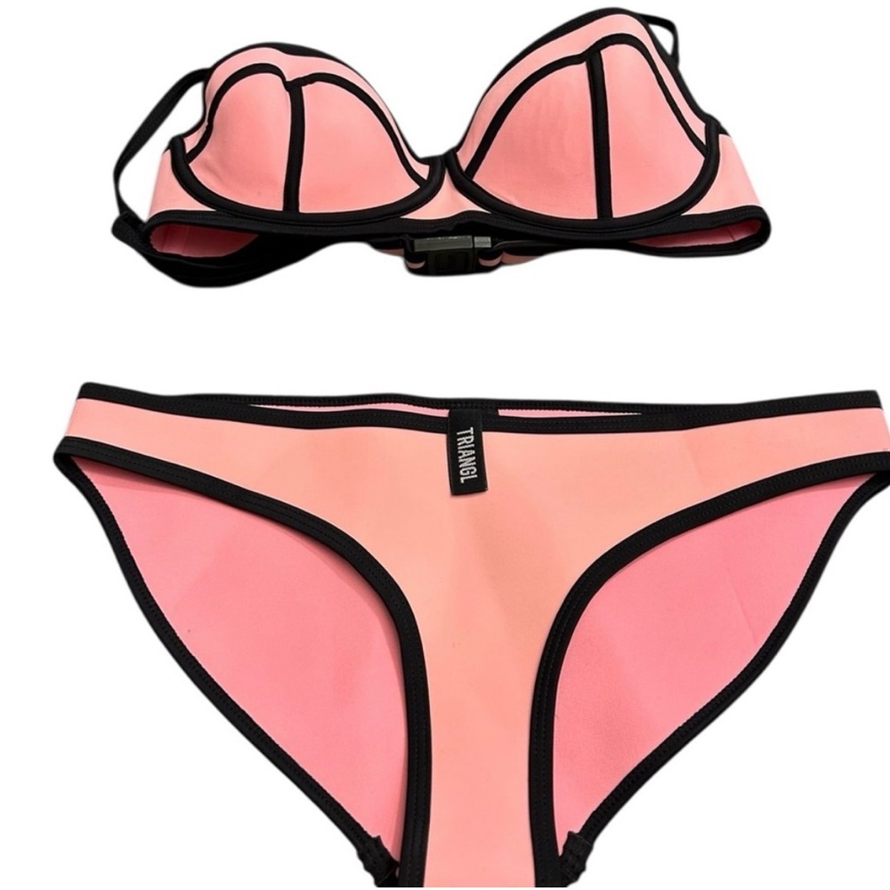 Triangl Neoprene Pink and Black Bikini Set